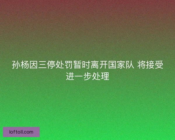 孙杨因三停处罚暂时离开国家队 将接受进一步处理