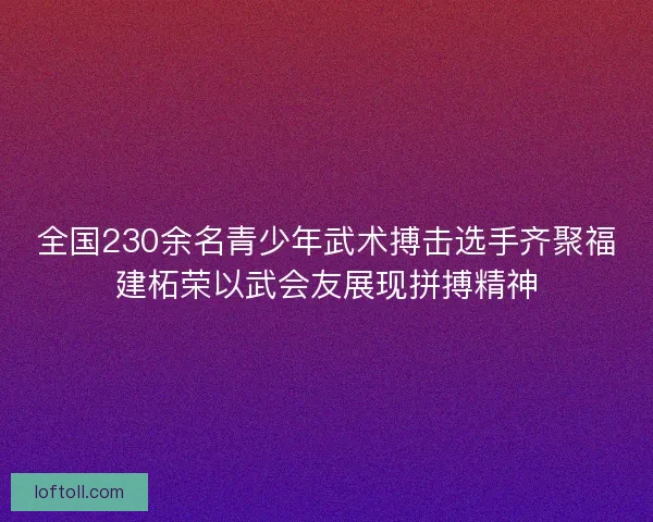 全国230余名青少年武术搏击选手齐聚福建柘荣以武会友展现拼搏精神